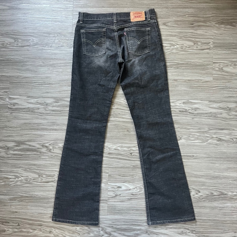 Levis 518 Super Low Boot Cut Jeans Faded Black Denim Y2K Low Rise Stretch 7 JR